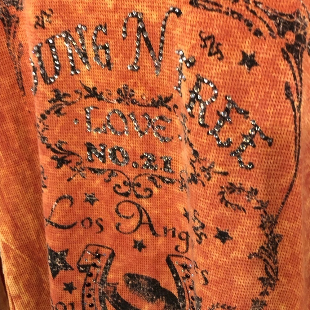 Y2K 90's Vtg Buckle USA Sz M Thermal Top Bling Western Boho Rock Grunge Rodeo - Picture 9 of 11
